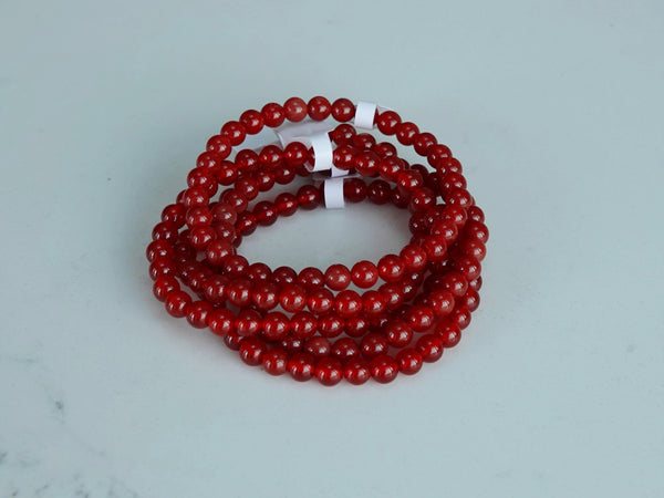 Bracelet - Red Agate 6mm Round