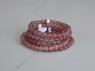 Bracelet - Strawberry Quartz 6mm Round