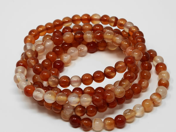 Bracelet - Carnelian 6mm Round